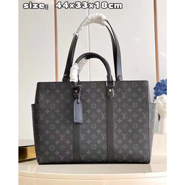 Louis Vuitton Unisex Sac Plat 24H Monogram Eclipse Coated Canvas Cowhide Leather - Image 4