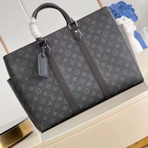 Louis Vuitton Unisex Sac Plat 24H Monogram Eclipse Coated Canvas Cowhide Leather - Image 3