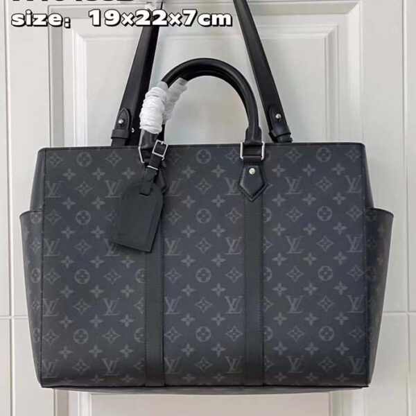 Louis Vuitton Unisex Sac Plat 24H Monogram Eclipse Coated Canvas Cowhide Leather - Image 2
