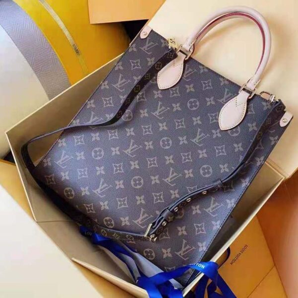 Louis Vuitton Unisex Sac Plat MM Handbag Monogram Coated Canvas Calfskin Leather - Image 2
