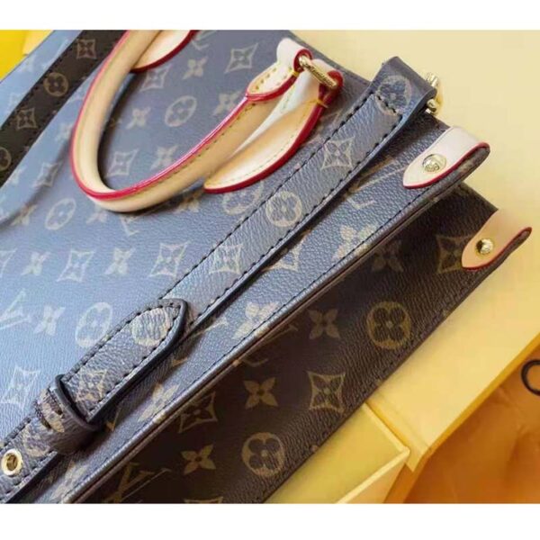 Louis Vuitton Unisex Sac Plat MM Handbag Monogram Coated Canvas Calfskin Leather - Image 3