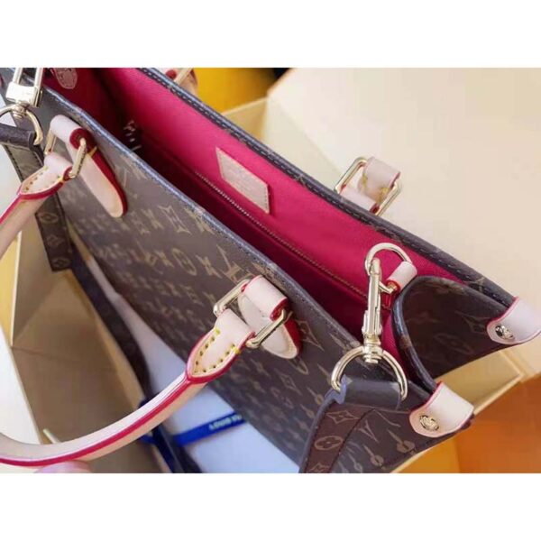 Louis Vuitton Unisex Sac Plat MM Handbag Monogram Coated Canvas Calfskin Leather - Image 5