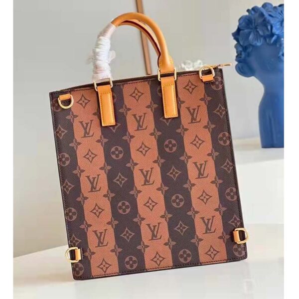 Louis Vuitton Unisex Sac Plat Messenger Bag Monogram Stripes Brown Coated Canvas Cowhide - Image 3