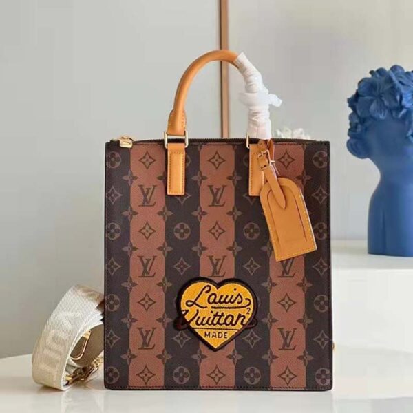 Louis Vuitton Unisex Sac Plat Messenger Bag Monogram Stripes Brown Coated Canvas Cowhide - Image 2
