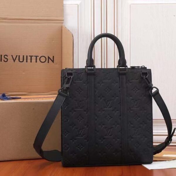 Louis Vuitton Unisex Sac Plat NV Black Embossed Taurillon Monogram Cowhide Leather - Image 2