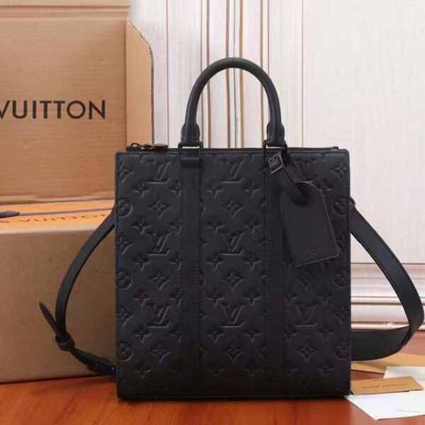 Louis Vuitton Unisex Sac Plat NV Black Embossed Taurillon Monogram Cowhide Leather - Image 4