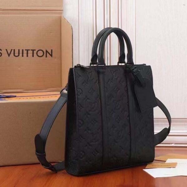 Louis Vuitton Unisex Sac Plat NV Black Embossed Taurillon Monogram Cowhide Leather - Image 3