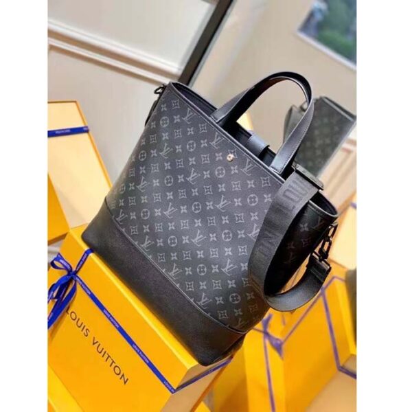 Louis Vuitton Unisex Saumur Tote Monogram Eclipse Coated Canvas Black Cowhide Leather - Image 3