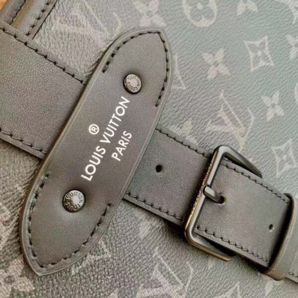 Louis Vuitton Unisex Saumur Tote Monogram Eclipse Coated Canvas Black Cowhide Leather - Image 7