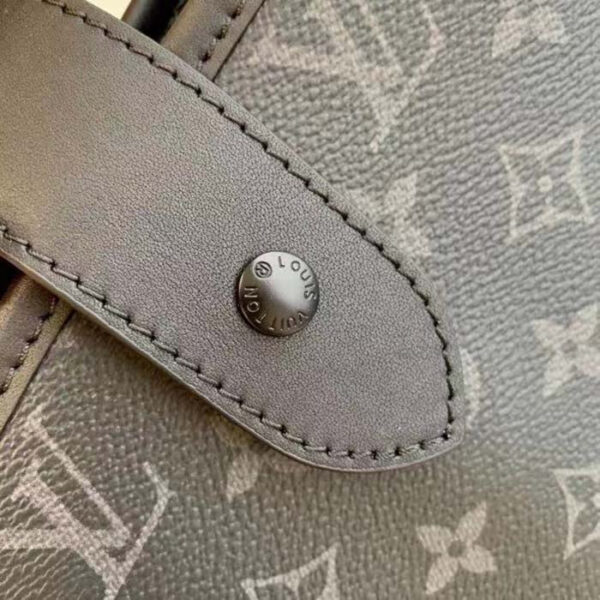 Louis Vuitton Unisex Saumur Tote Monogram Eclipse Coated Canvas Black Cowhide Leather - Image 9