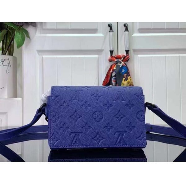 Louis Vuitton Unisex Steamer Wearable Wallet Racing Blue Embossed Taurillon Monogram Cowhide Leather - Image 4