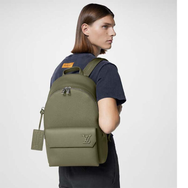 Louis Vuitton Unisex Takeoff Backpack Khaki LV Aerogram Cowhide Leather Textile Lining - Image 12