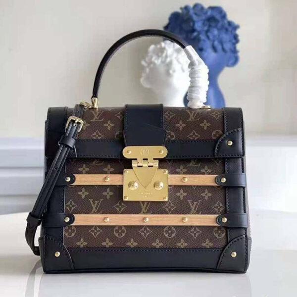 Louis Vuitton Unisex Trianon PM Handbag Monogram Coated Canvas Calfskin Leather Wood - Image 2