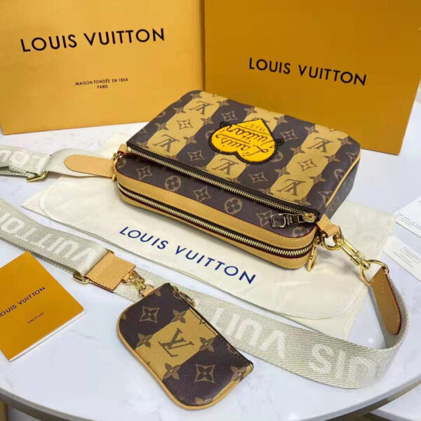 Louis Vuitton Unisex Trio Messenger Bag Monogram Stripes Brown Coated Canvas - Image 4