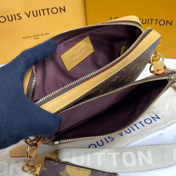 Louis Vuitton Unisex Trio Messenger Bag Monogram Stripes Brown Coated Canvas - Image 10
