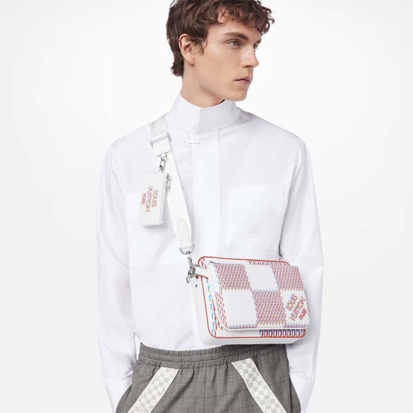 Louis Vuitton Unisex Trio Messenger White Damier Spray Cowhide Leather - Image 11
