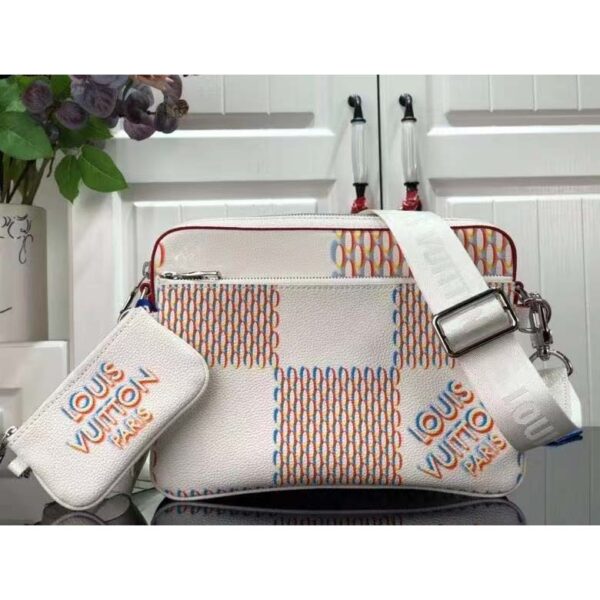 Louis Vuitton Unisex Trio Messenger White Damier Spray Cowhide Leather - Image 2
