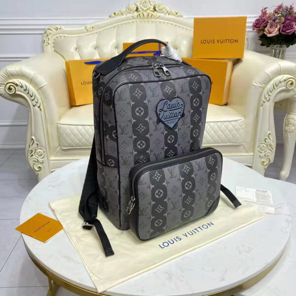 Louis Vuitton Unisex Utilitary Backpack Black Monogram Stripes Eclipse Coated Canvas - Image 3