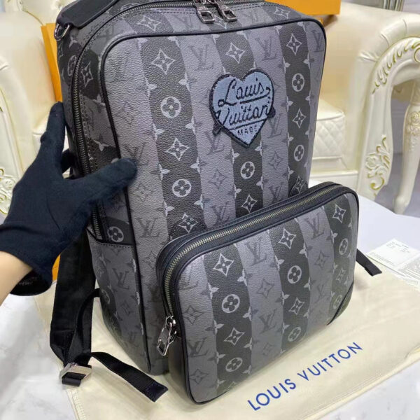 Louis Vuitton Unisex Utilitary Backpack Black Monogram Stripes Eclipse Coated Canvas - Image 6