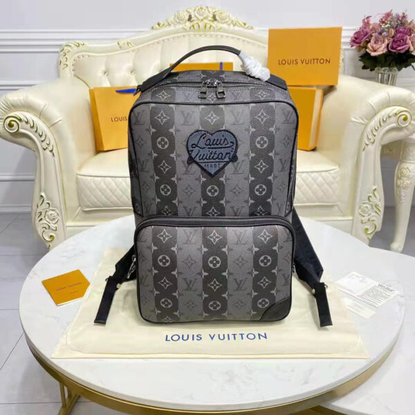 Louis Vuitton Unisex Utilitary Backpack Black Monogram Stripes Eclipse Coated Canvas - Image 2