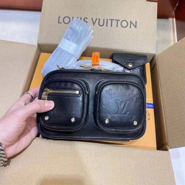 Louis Vuitton Unisex Utility Crossbody Bag Black Calfskin Leather Double Zip Closure - Image 3
