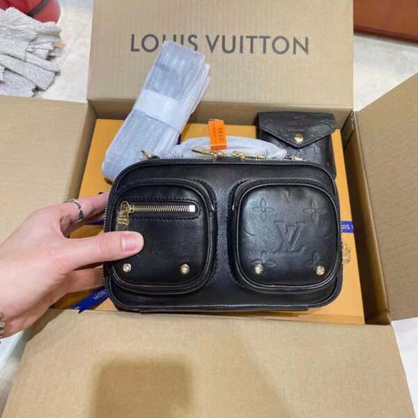 Louis Vuitton Unisex Utility Crossbody Bag Black Calfskin Leather Double Zip Closure - Image 2