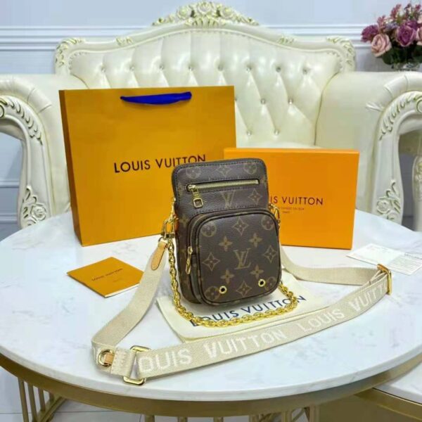 Louis Vuitton Unisex Utility Phone Sleeve in Monogram Canvas Natural Cowhide Leather - Image 6
