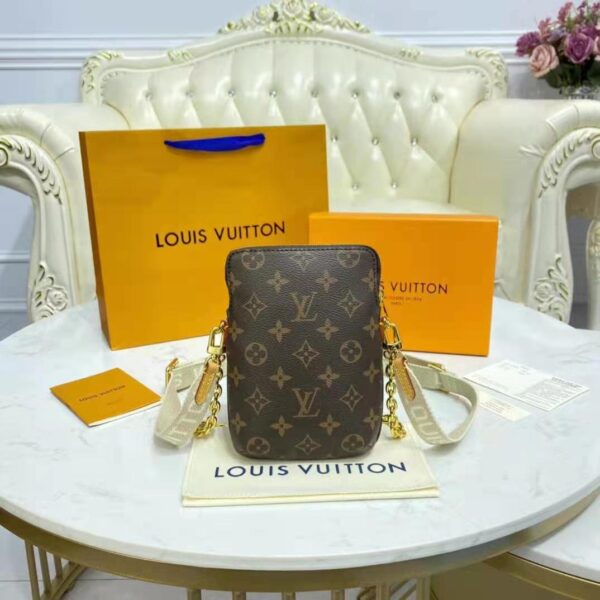 Louis Vuitton Unisex Utility Phone Sleeve in Monogram Canvas Natural Cowhide Leather - Image 7