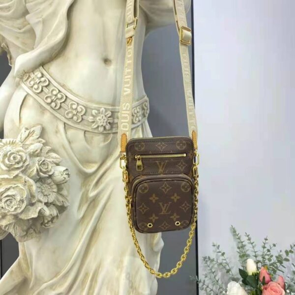 Louis Vuitton Unisex Utility Phone Sleeve in Monogram Canvas Natural Cowhide Leather - Image 4