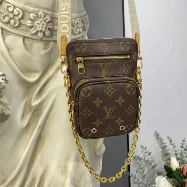 Louis Vuitton Unisex Utility Phone Sleeve in Monogram Canvas Natural Cowhide Leather - Image 2