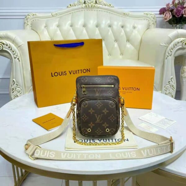 Louis Vuitton Unisex Utility Phone Sleeve in Monogram Canvas Natural Cowhide Leather - Image 5