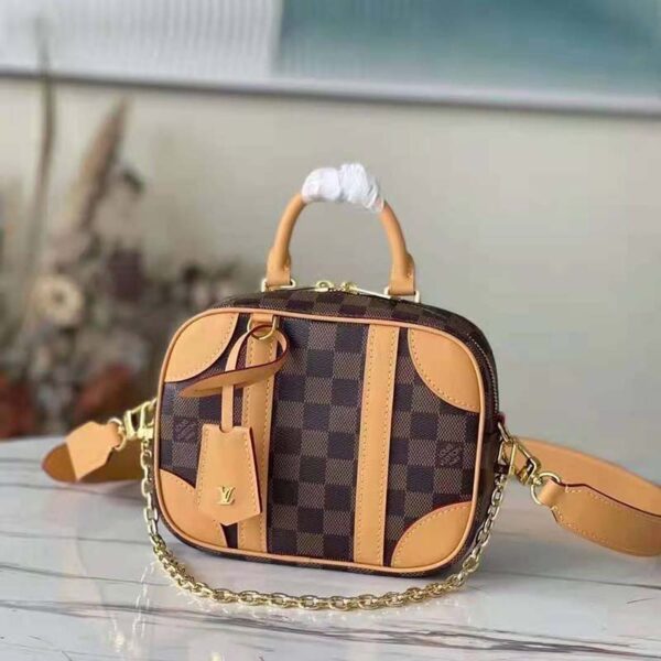 Louis Vuitton Unisex Valisette Souple BB Handbag Natural Beige Damier Ebene Coated Canvas - Image 2