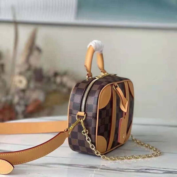 Louis Vuitton Unisex Valisette Souple BB Handbag Natural Beige Damier Ebene Coated Canvas - Image 5