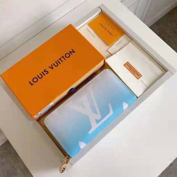 Louis Vuitton Unisex Zippy Wallet Blue Monogram Coated Canvas Cowhide Leather - Image 2