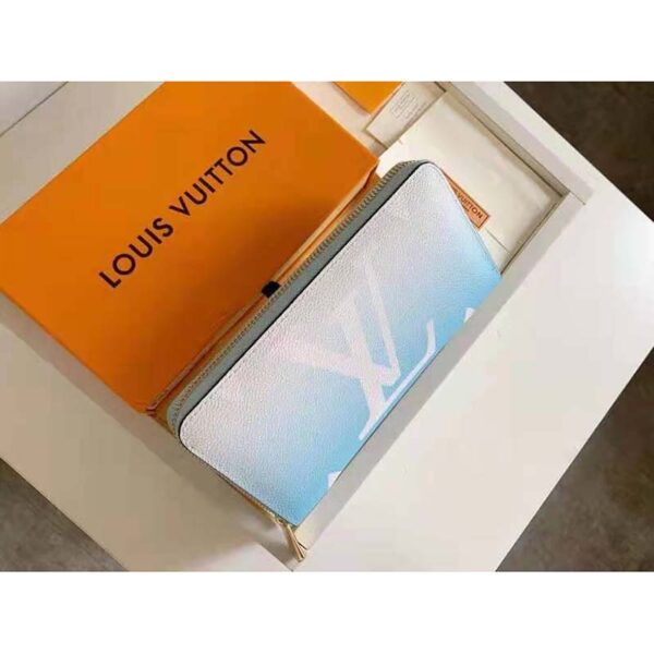 Louis Vuitton Unisex Zippy Wallet Blue Monogram Coated Canvas Cowhide Leather - Image 3