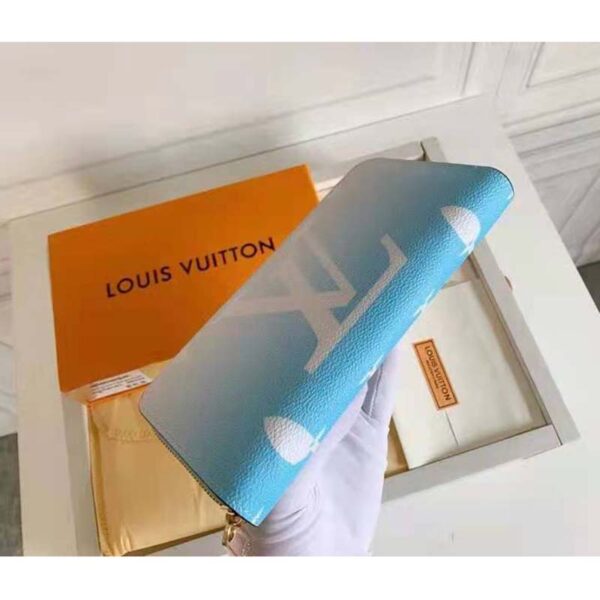 Louis Vuitton Unisex Zippy Wallet Blue Monogram Coated Canvas Cowhide Leather - Image 5