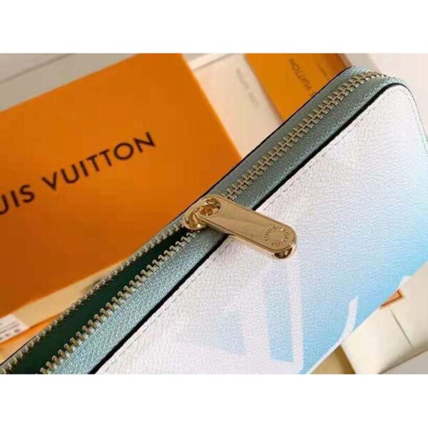 Louis Vuitton Unisex Zippy Wallet Blue Monogram Coated Canvas Cowhide Leather - Image 9