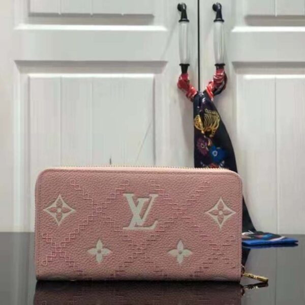 Louis Vuitton Unisex Zippy Wallet Pink Monogram Empreinte Embroidered Cowhide Leather - Image 3