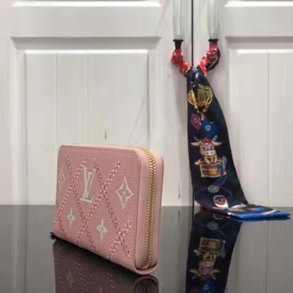 Louis Vuitton Unisex Zippy Wallet Pink Monogram Empreinte Embroidered Cowhide Leather - Image 4