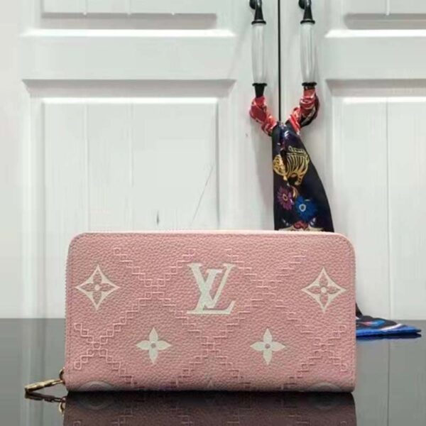 Louis Vuitton Unisex Zippy Wallet Pink Monogram Empreinte Embroidered Cowhide Leather - Image 2