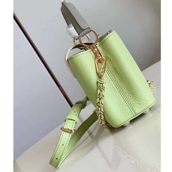 Louis Vuitton Women Capucines Mini Green Taurillon Cowhide Leather Gold-Color Hardware - Image 6