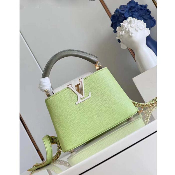Louis Vuitton Women Capucines Mini Green Taurillon Cowhide Leather Gold-Color Hardware - Image 4