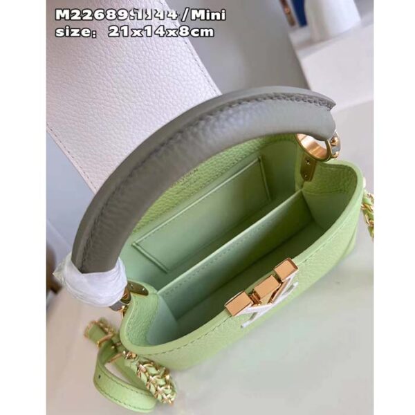 Louis Vuitton Women Capucines Mini Green Taurillon Cowhide Leather Gold-Color Hardware - Image 8