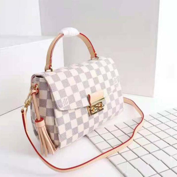 Louis Vuitton Women Croisette Damier Azur Coated Canvas Smooth Cowhide Leather - Image 3