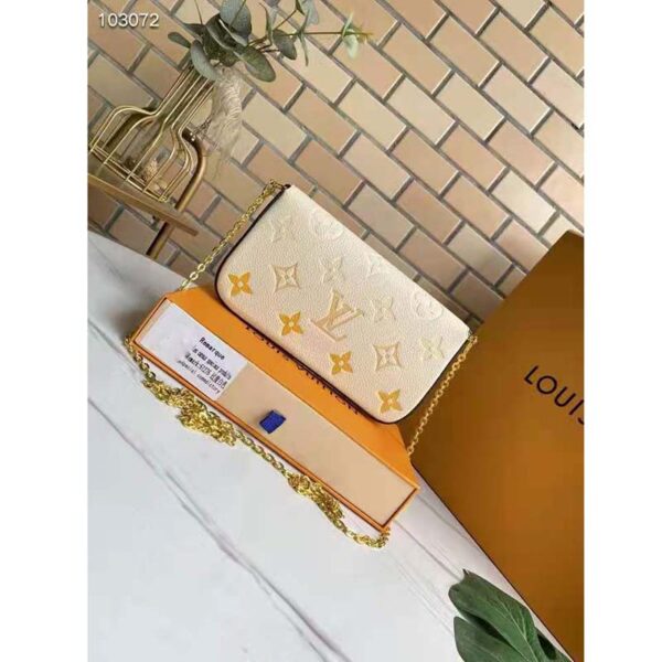 Louis Vuitton Women Félicie Pochette Cream Saffron Monogram Empreinte Embossed Supple Grained Cowhide - Image 3