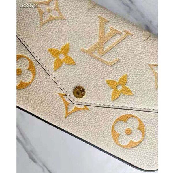 Louis Vuitton Women Félicie Pochette Cream Saffron Monogram Empreinte Embossed Supple Grained Cowhide - Image 8