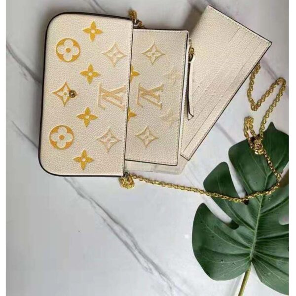 Louis Vuitton Women Félicie Pochette Cream Saffron Monogram Empreinte Embossed Supple Grained Cowhide - Image 5