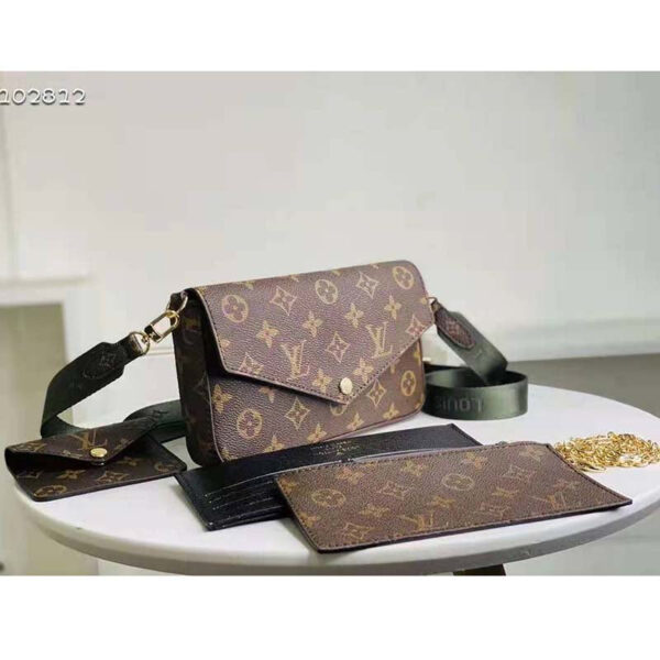 Louis Vuitton Women Félicie Strap & Go Félicie Pochette Khaki Green Monogram Coated Canvas - Image 4