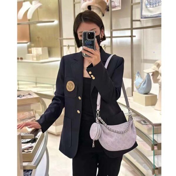 Louis Vuitton Women LV Baia PM Light Lilac Perforated Mahina Calfskin Round Coin Purse - Image 12