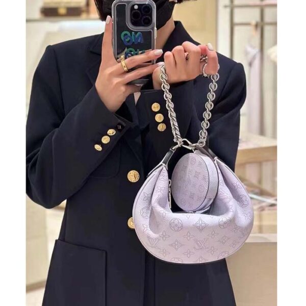 Louis Vuitton Women LV Baia PM Light Lilac Perforated Mahina Calfskin Round Coin Purse - Image 13